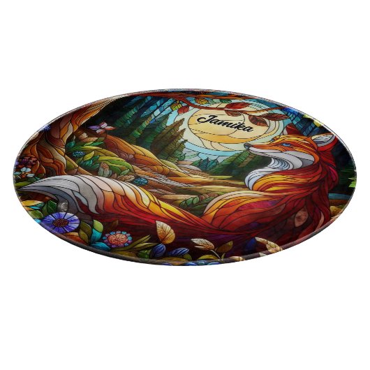 Red Fox en zon en bos Snijplank (Hoek)