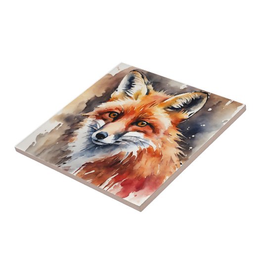 Red Fox Face Waterverf Tegeltje (Zijkant)