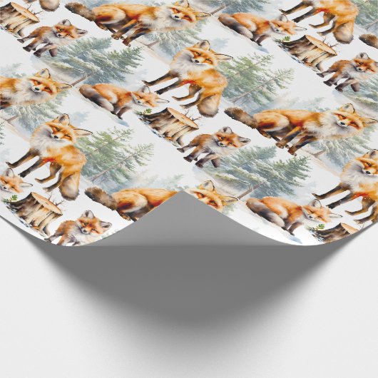 Red Fox familie in het bos Cadeaupapier (Hoek)