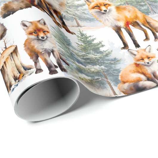 Red Fox familie in het bos Cadeaupapier (Rol Hoek)