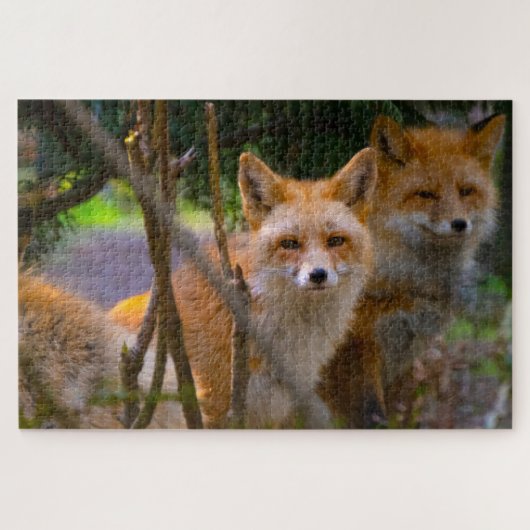 Red Fox familie uitdagende Natuur Lover Legpuzzel (Horizontaal)