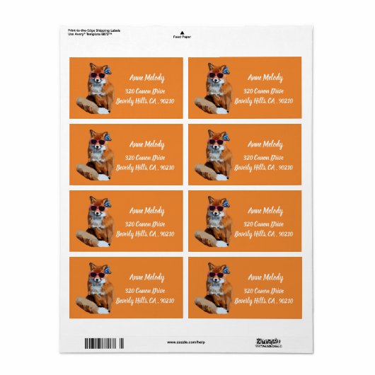 Red Fox, Fancy Fox Art retour adreslabel Etiket (Full Sheet)