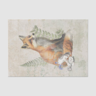 Red Fox Fern Mushroom Woodland Forest Decoupage Tissuepapier