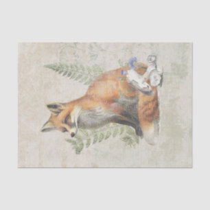 Red Fox Fern Mushroom Woodland Forest Decoupage Tissuepapier