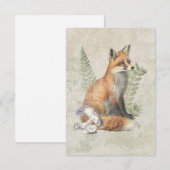 Red Fox Fern Mushroom Woodland Forest Natuur Notitiekaartje (Voorkant / Achterkant)