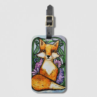 Red Fox Floral Natuur Art Bagagelabel