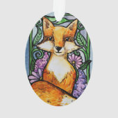 Red Fox Floral Natuur Art Ornament (achterkant)