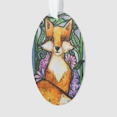Red Fox Floral Natuur Art Ornament (voorkant)