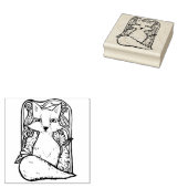 Red Fox Floral Natuur Art Rubberstempel (Gestempeld)