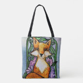 Red Fox Floral Natuur Art Tote Bag (Achterkant)