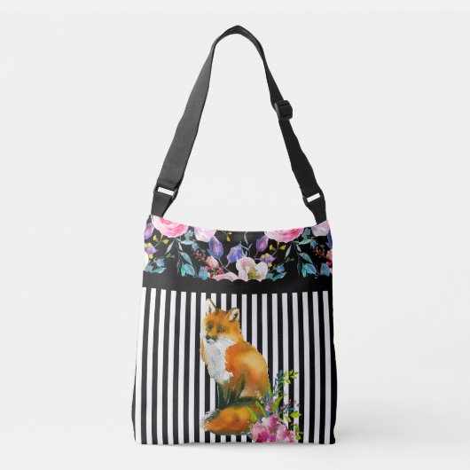 Red Fox Floral & Stripe Crossbody Bag Tas (Voorkant)