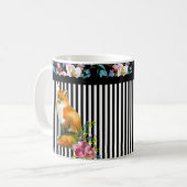 Red Fox Floral & Stripe Design Coffee Cup Mok (Voorkant links)