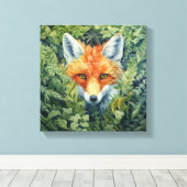 Red Fox Foliage Art Canvas Afdruk (Insitu (Houten vloer))