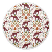 Red Fox Folk Art Knob trekt rustieke hardware aan Keramische Knop (Voorkant)