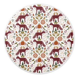 Red Fox Folk Art Knob trekt rustieke hardware aan Keramische Knop
