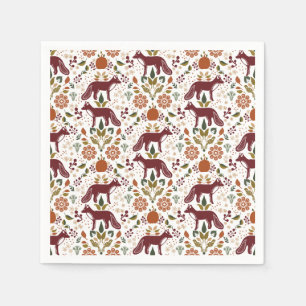 Red Fox Folk Art Napkin Rustiek Party Decor Servet