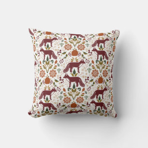Red Fox Folk Art Pillow Rustic Herfst Harvest Kussen