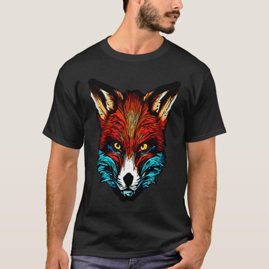 Red fox forest animal wild predator artwork t-shirt (Voorkant)
