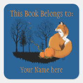 Red Fox Forest Pompoenen Boekplaat Vierkante Sticker (Voorkant)