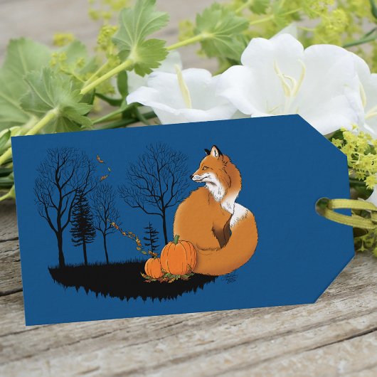 Red Fox Forest pompoenen Cadeaulabel