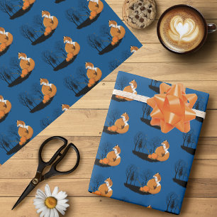 Red Fox Forest pompoenen Cadeaupapier