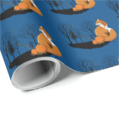 Red Fox Forest pompoenen Cadeaupapier (Rol Hoek)