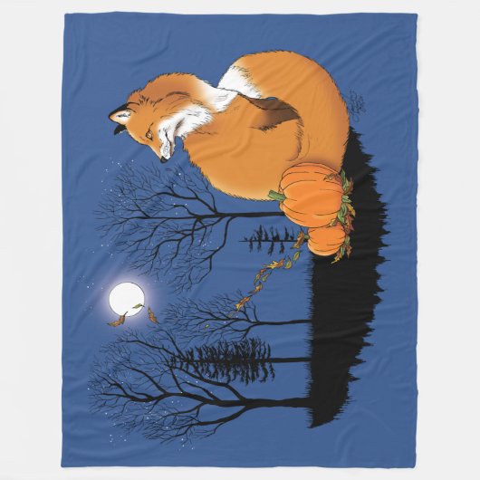 Red Fox Forest pompoenen Fleece Deken (Voorkant)