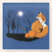 Red Fox Forest pompoenen Glazen Onderzetter (Voorkant)