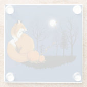 Red Fox Forest pompoenen Glazen Onderzetter (Achterkant)