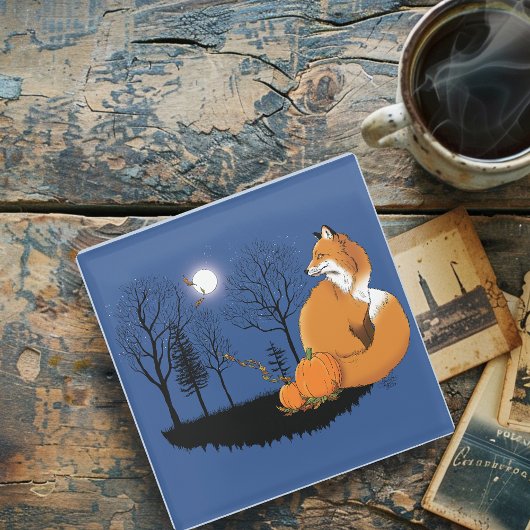 Red Fox Forest pompoenen Glazen Onderzetter