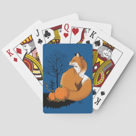 Red Fox Forest pompoenen Pokerkaarten (Achterkant)