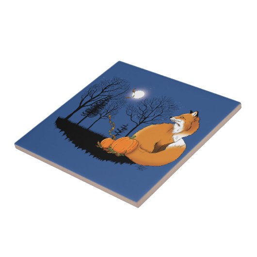 Red Fox Forest pompoenen Tegeltje (Zijkant)