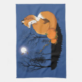 Red Fox Forest pompoenen Theedoek (Verticaal)