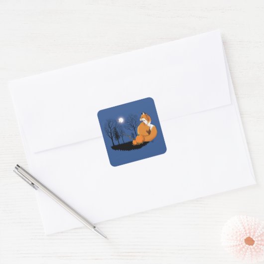 Red Fox Forest pompoenen Vierkante Sticker (Envelop)