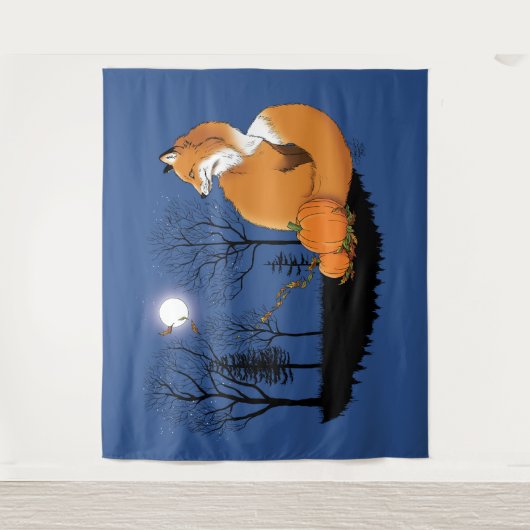 Red Fox Forest pompoenen Wandkleed (Voorkant)