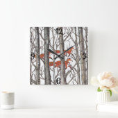 Red Fox Foxes Gray Winter Forest Clock Vierkante Klok (Huis)