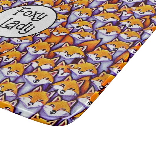 Red fox foxy lady grappige doodle cartoon collage  snijplank (Hoek)