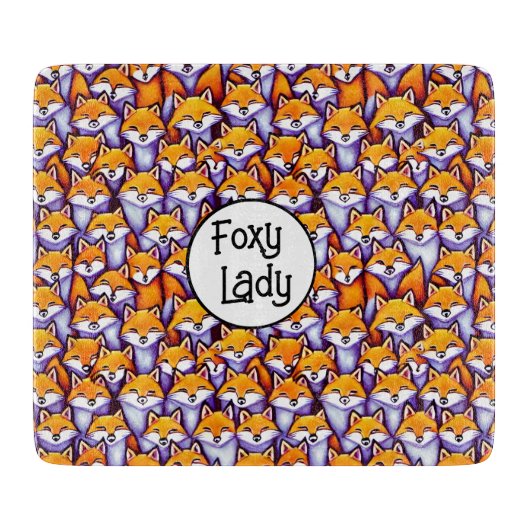 Red fox foxy lady grappige doodle cartoon collage  snijplank (Voorkant)
