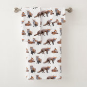 Red Fox Frenzy Bathroom Towel Set Bad Handdoek (Insitu)
