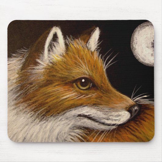 RED FOX - FULL MOON Mousepad Muismat (Voorkant)