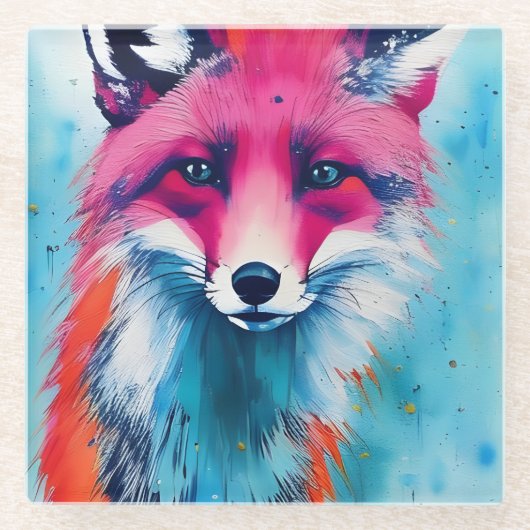 Red Fox Glazen Onderzetter (Voorkant)