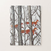 Red Fox Gray Forest Bossen Jigzaag Puzzle Moeilijk Legpuzzel (Verticaal)