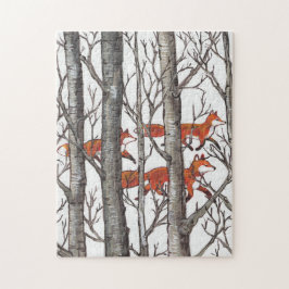 Red Fox Gray Forest Bossen Jigzaag Puzzle Moeilijk Legpuzzel
