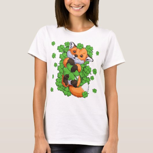 Red Fox Green Shamrocks T-shirt (Voorkant)