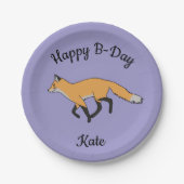 Red Fox Happy Birthday Papieren Bordje (Voorkant)