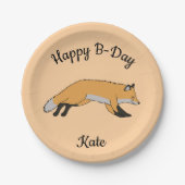 Red Fox Happy Birthday Papieren Bordje (Voorkant)