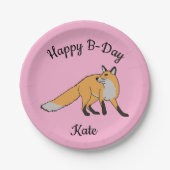 Red Fox Happy Birthday Papieren Bordje (Voorkant)