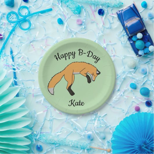 Red Fox Happy Birthday Papieren Bordje (Feest)
