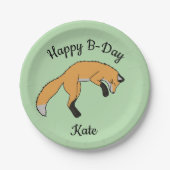 Red Fox Happy Birthday Papieren Bordje (Voorkant)