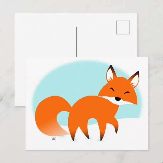 Red Fox Holiday Briefkaart (Voorkant / Achterkant)